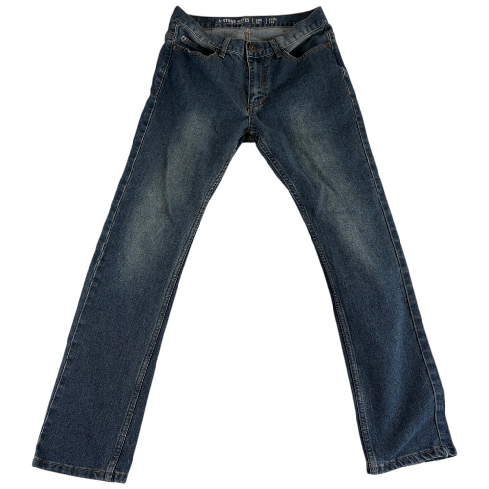 Vintage Genes Slim Fit‎ Jeans Mens 30x30 (29x27.5) Blue Denim Logo Straight Leg